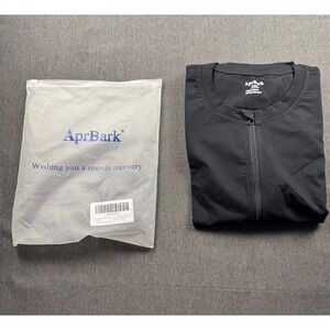 AprBark Mastectomy Shirt 2XL‎ Zipper Front Drain Pockets Recovery Care Black